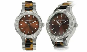 NEW Rousseau 9011 Women's Andrea Collection Brown Tortoise Crystal Bezel Watch - Picture 1 of 3