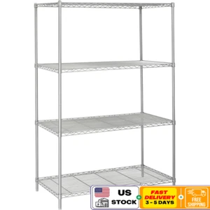 Heavy Duty Wire Shelving Unit Adjustable Four Shelf Office Garage Storage New - Picture 1 of 3