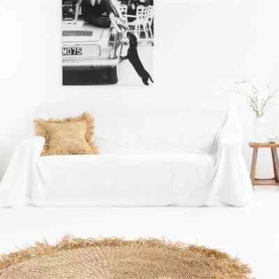 Funda de sofá de calidad superior, funda de sofá 100 % lino, funda suave para silla de sofá Foto 1 de 4