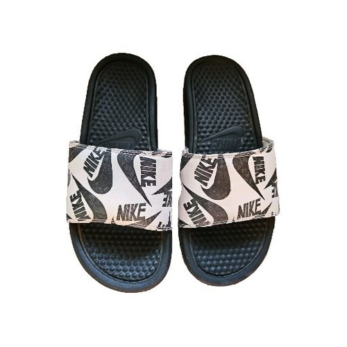 NIKE BENASSI SANDALO JDI STAMPA SLIDES NERO BIANCO UOMO TG 6
