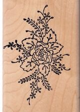 fancy rose holly berry Wood Mounted Rubber Stamp 2 1/2 x 3 3/4" Free Shipping