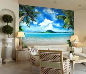 3D Seaside Beach ZHU4926 Wallpaper Wall Mural Removable Self-adhesive Zoe - Picture 1 of 5