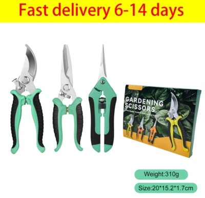 3 Pack Garden Pruning Shears Stainless Steel Blades, Handheld Scissors Set with - Image 1 of 4