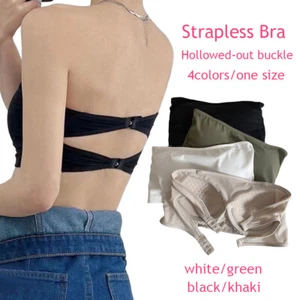 Women's Ice Silk Strapless Bra Bandeau Tube Top Seamless One-piece Tube Tops ↕ - Picture 1 of 28