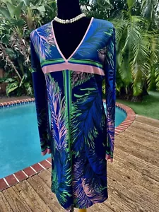 Pucci Dress In Bright Multi-Colors w/A Hawaian Tropical Forest Feel! S 4-6 - Picture 1 of 6