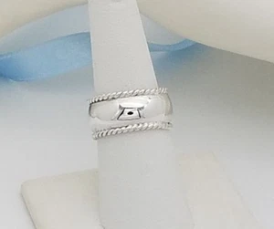 Sterling Silver Twisted Rope Edge 10 mm Wedding Band Ring Size 7 - Picture 1 of 8