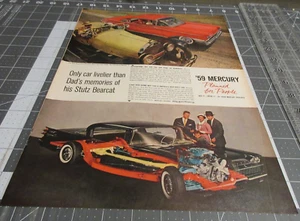 1959 Mercury Park Lane Cruiser & 1920 Stutz Bearcat Vintage Print Ad - Picture 1 of 4
