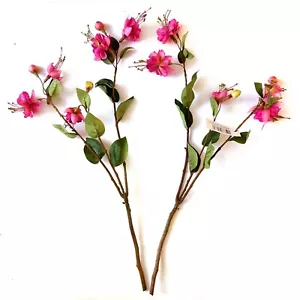 Set of 2 Artificial Fuchsia Pink Flower Sprays 44cm - Decorative Flower Stems - Picture 1 of 4