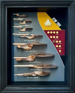Ship & Combadge Display Shadow Box Star Trek, Enterprise, 11 x 9 *Fan Made* - Picture 1 of 4