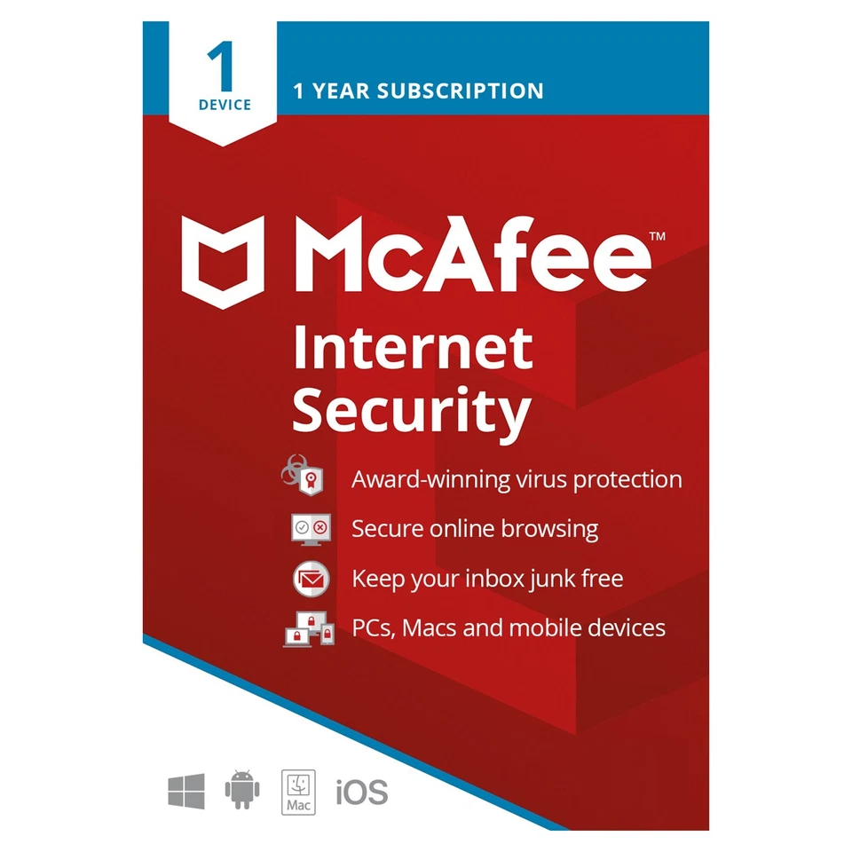 McAfee Internet Security 2025 Antivirus 1 PC Device 1 Year (CODE BY POST) - Image 1 of 1