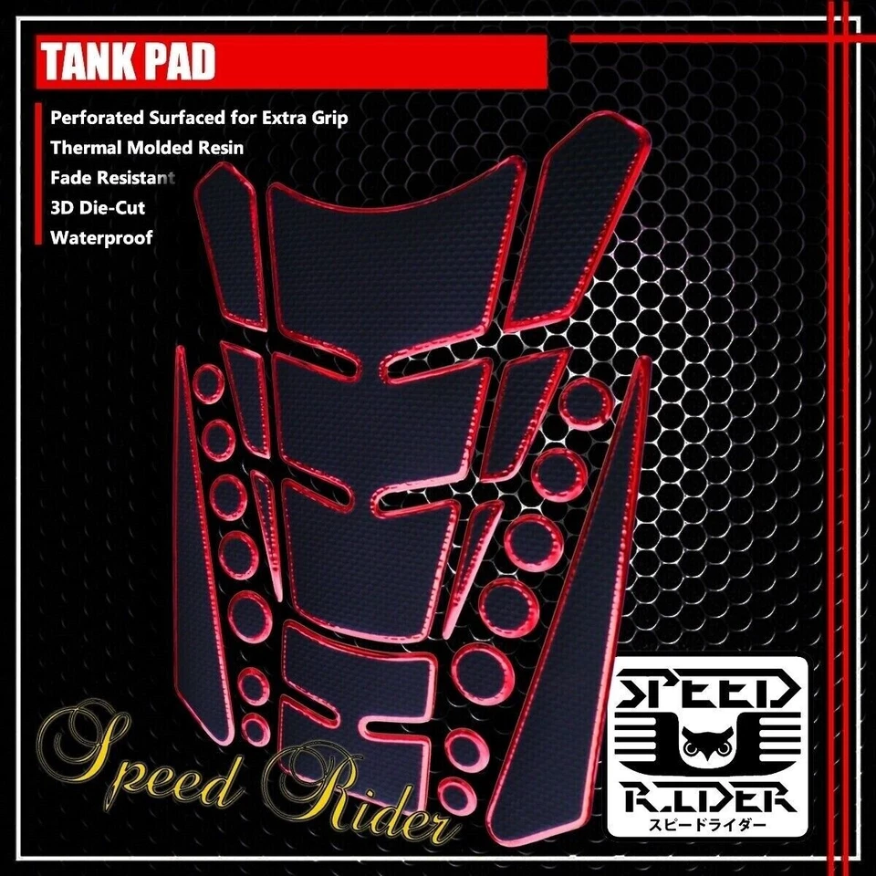 24PC CUSTOMIZABLE TANK PAD PROTECTOR GUARD DECAL STICKER BLACK/CHROMED RED EDGE — 第 1/1 张图片