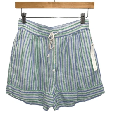 Caslon Pull On Tie Waist Casual Shorts Striped Green Blue NWT XS - Image 1 of 4