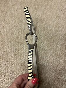 Chicos Womens Zebra Print Genuine leather Belt Silver buckle adjustable M/L