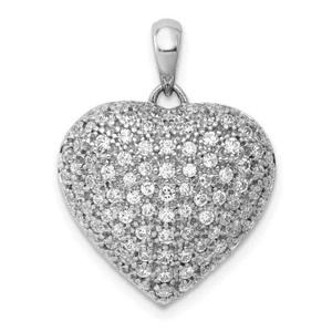 14k White Gold 1ctw Diamond Fancy Heart Pendant - Picture 1 of 4