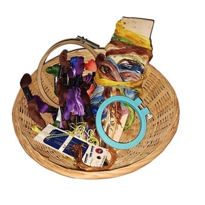 Vintage Embroidery Assorted Colors Floss Bundle With Hoop, Organizer And Basket - Picture 1 of 9