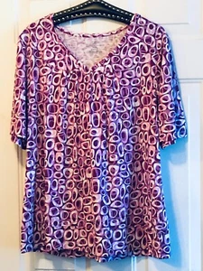 NWT Lane Bryant Plus 18/20W Hoodie Knit Top T-Shirt Shirt Sleeve Purple/White - Picture 1 of 8