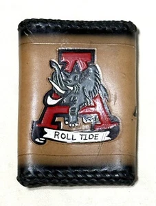 Vintage Handmade Tooled Leather Alabama Crimson Tide Football Wallet Billfold - Picture 1 of 8