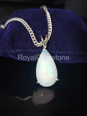 Fuoco Opale Ciondolo, Argento Sterling Teardrops Forma Opale Ciondolo - Immagine 1 di 3