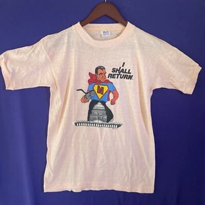 RARE Vintage 70s Richard Nixon "I Shall Return" Pink Single Stitch T-Shirt 1978 - Picture 1 of 8