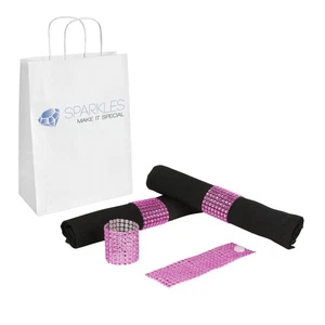 25 Hot Pink Rhinestone Napkin Rings - 8 Row Reusable Fasteners - Picture 1 of 5
