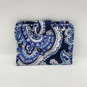 Vera Bradley kultiger Reißverschluss Pinsel Organizer Reiseetui blau Paisley gesteppt - Bild 1 von 8