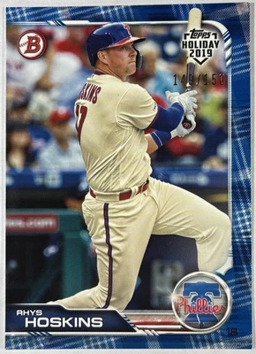 2019 Topps Bowman Holiday Rhys Hoskins Blue Festive #TH-RH Phillies MLB 149/150 - Image 1 of 4