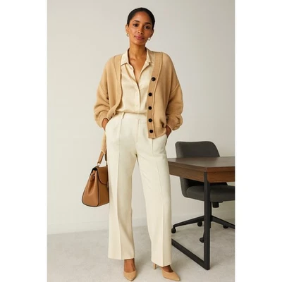 POL Oversized Button Front Knit Cardigan Sweater Tan Brown Bohemian Small - Image 1 of 4