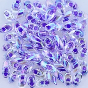 Miyuki Long Magatama Beads, Lavender Lined Crystal AB # 2150 ~ 8.5 Grams - Picture 1 of 1