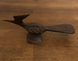 Wooden Roadrunner Sculpture Vintage Brown Carved Figurine Decor - Picture 1 of 6