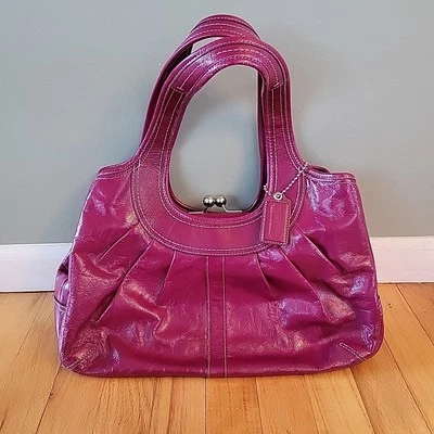 Coach Ergo F14381 Framed Satchel Pleated Bag Pink Patent Leather Vintage Rare  - Image 1 of 4