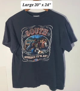 Vintage 90s Thunder Sportswear "The South is where its at" Large Black Boxy Tee - Picture 1 of 5