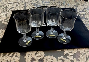 Noritake Rhythm Platinrand geschliffen kristallklare Wasserkelche 7" 4er Set Japan - Bild 1 von 9