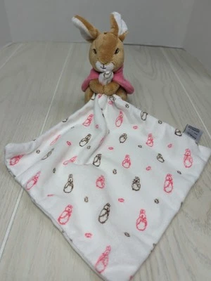 Beatrix Potter M&S Flopsy 兔子 棕色 粉红色 婴儿 安全毯 lovey — 第 1/4 张图片