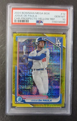 2024 Bowman Mega Box Mojo Josue De Paula 66/75 Yellow Refractor PSA 10 MP - Image 1 of 3
