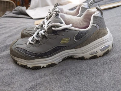 斯凯奇 D'Lites 鞋女式 10 码灰色白色运动步行舒适 11936W — 第 1/4 张图片