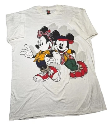 Vintage 90s Disney Mickey & Minnie Mouse Big Face White T-Shirt XXL OSFA 2XL - Image 1 of 4