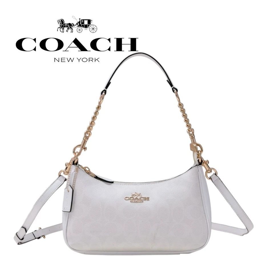 COACH Teri 2Way CA548 Shoulder Bag Signature Coated Canvas White outlet - Image 1 of 4