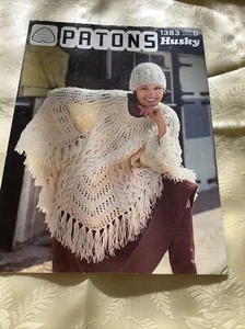 Patons Husky 1383 Poncho and hat in Chunky. - Picture 1 of 3