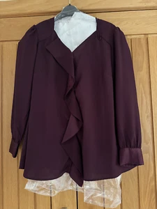 Ann Harvey Burgundy long sleeved blouse Size 16 - Picture 1 of 3