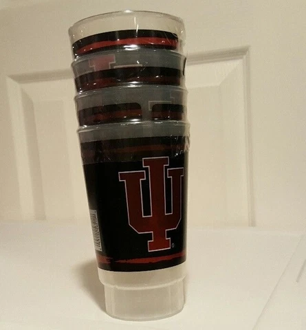 NCAA Indiana Hoosiers 4 Pack Plastic Cups Tumblers Cover