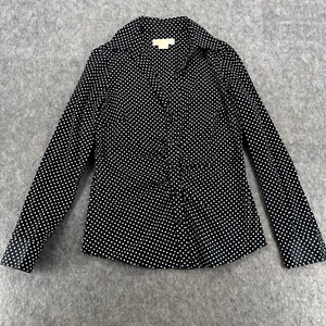 Michael Kors Womens Black Button Up Polka Dot Blouse Top Size 8 - Picture 1 of 13