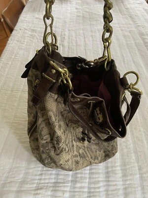 Coach Python Snakeskin Drawstring Hobo Bag Bucket Purse Rare - Image 1 of 4