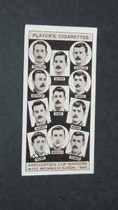 FOOTBALL JOHN PLAYER CIGARETTES CARD 1930 CUP #13 WEST BROMWICH BAGGIES 1892