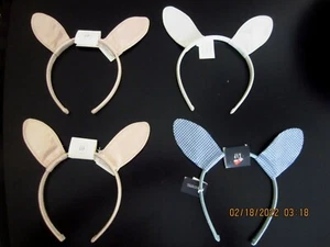 NWT BABY GAP GIRLS BUNNY EARS HEADBAND PINK SILVER BLUE GINGHAM EASTER - Picture 1 of 5