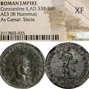 Constantine II under "the Great" Rare NGC XF. Roman Coin. CLARITAS Sol w/ Globe - Picture 1 of 12