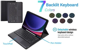 Tastiera + custodia staccabile retroilluminata per Samsung Galaxy Tab S9 FE+ 12,4" X610 - Foto 1 di 7