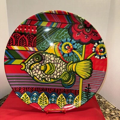 Melamine “Old World Market” Fish Montage Round French Serving Platter 15.5" - Image 1 of 4