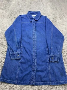 Vtg Roamans Denim Dress Women 32 Western Metal Snap Ranchwear Cowgirl Rodeo 90s - Picture 1 of 12