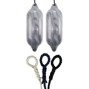 2 x HURRICANE Aurora Bootsfender: Grau PM07 - FREE SPLICED END 10MM SEIL - Bild 1 von 2