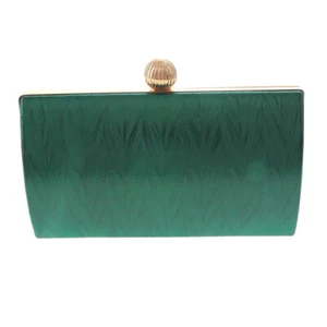 Gold Tone Metal Hardware Frame Glitter Fabric Clutch Evening Bag HSY107-GRN - Picture 1 of 3